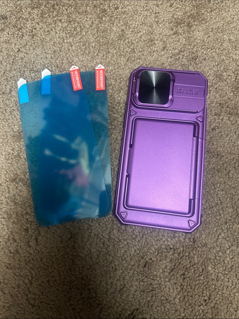 Purple IPhone 14ProMax Wallet Case with 2 Screen Protectors and Camera Cover
